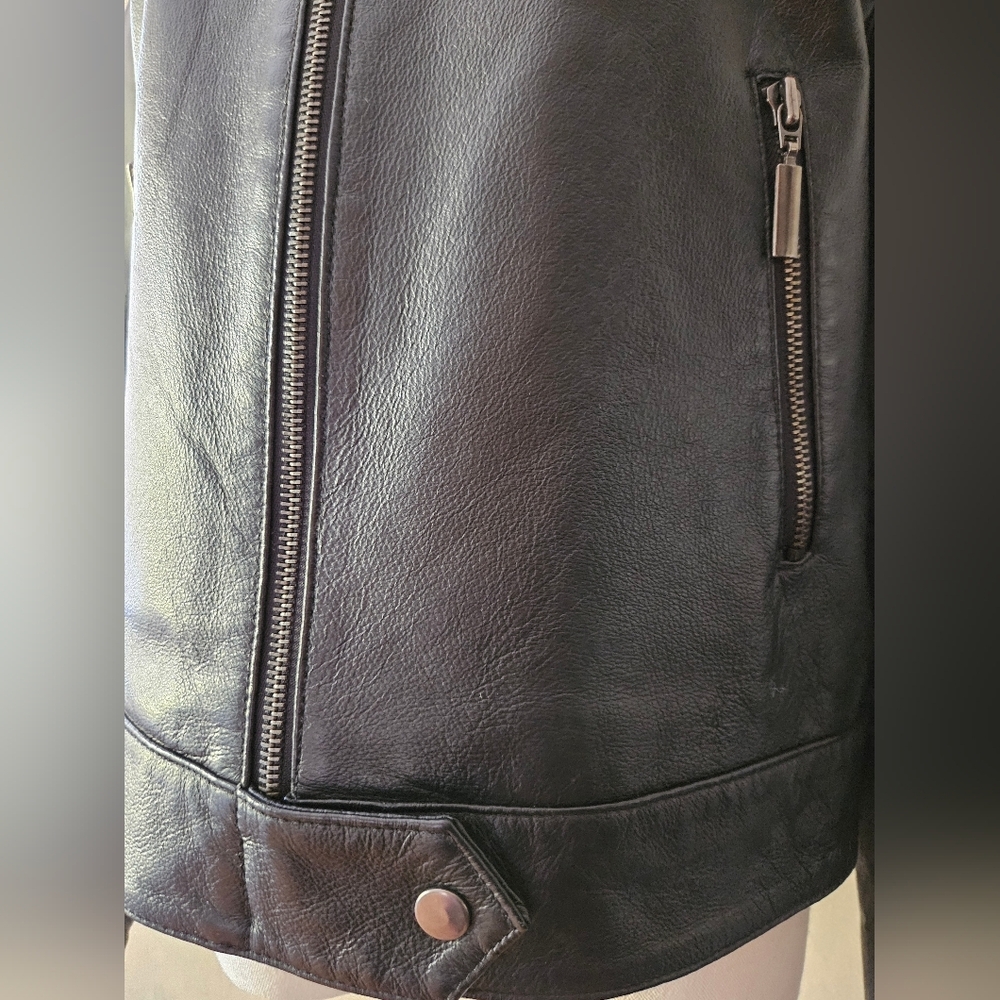 Retro Forever21 Y2K Genuine Leather Moto Jacket-Size Large - Picture 6 of 11